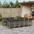 11-tlg. Garten-Essgruppe mit Kissen Grau Poly Rattan