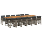 13-tlg. Garten-Essgruppe mit Kissen Grau Poly Rattan