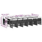 13-tlg. Garten-Essgruppe mit Kissen Grau Poly Rattan