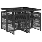 5-tlg. Garten-Essgruppe mit Kissen Schwarz Poly Rattan