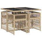 5-tlg. Garten-Essgruppe mit Kissen Beigemischung Poly Rattan
