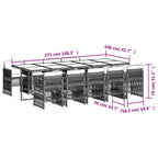11-tlg. Garten-Essgruppe mit Kissen Schwarz Poly Rattan