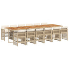 13-tlg. Garten-Essgruppe mit Kissen Beige Poly Rattan