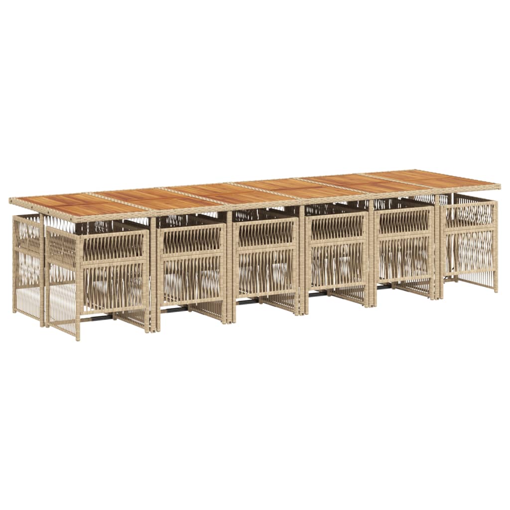 13-tlg. Garten-Essgruppe mit Kissen Beige Poly Rattan