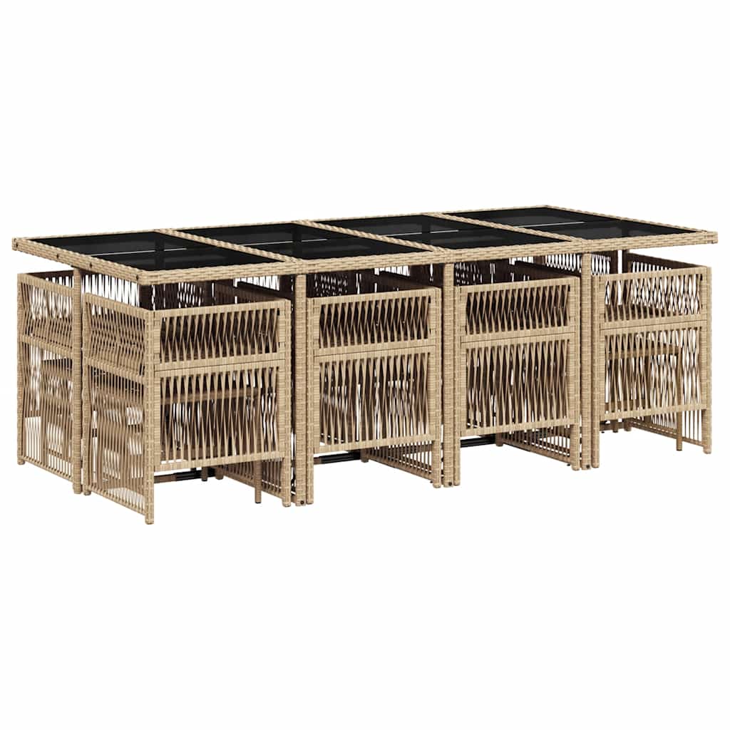 13-tlg. Garten-Essgruppe mit Kissen Beigemischung Poly Rattan