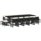 15-tlg. Garten-Essgruppe mit Kissen Schwarz Poly Rattan