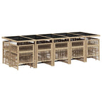 15-tlg. Garten-Essgruppe mit Kissen Beige Poly Rattan
