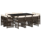 11-tlg. Garten-Essgruppe mit Kissen Braun Poly Rattan