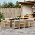 13-tlg. Garten-Essgruppe mit Kissen Beige Poly Rattan