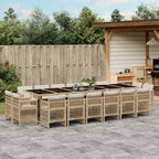 17-tlg. Garten-Essgruppe mit Kissen Beige Poly Rattan