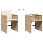 5-tlg. Garten-Essgruppe mit Kissen Beige Poly Rattan