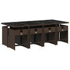 9-tlg. Garten-Essgruppe mit Kissen Braun Poly Rattan