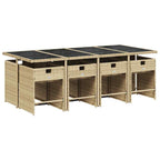 9-tlg. Garten-Essgruppe mit Kissen Beige Poly Rattan