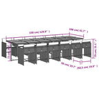 13-tlg. Garten-Essgruppe mit Kissen Schwarz Poly Rattan