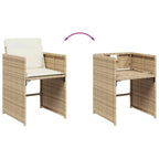 9-tlg. Garten-Essgruppe mit Kissen Beige Poly Rattan