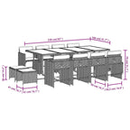 13-tlg. Garten-Essgruppe mit Kissen Grau Poly Rattan