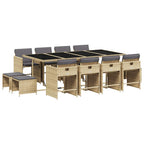 13-tlg. Garten-Essgruppe mit Kissen Beigemischung Poly Rattan