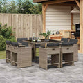 9-tlg. Garten-Essgruppe mit Kissen Grau Poly Rattan