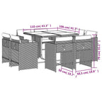 9-tlg. Garten-Essgruppe mit Kissen Beige Poly Rattan