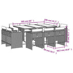 11-tlg. Garten-Essgruppe mit Kissen Beigemischung Poly Rattan