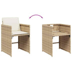 13-tlg. Garten-Essgruppe mit Kissen Beige Poly Rattan