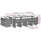 13-tlg. Garten-Essgruppe mit Kissen Beigemischung Poly Rattan