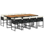 9-tlg. Garten-Essgruppe mit Kissen Schwarz Poly Rattan