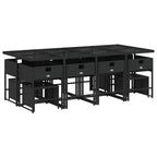 13-tlg. Garten-Essgruppe mit Kissen Schwarz Poly Rattan
