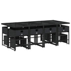 13-tlg. Garten-Essgruppe mit Kissen Schwarz Poly Rattan
