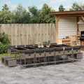 17-tlg. Garten-Essgruppe mit Kissen Grau Poly Rattan