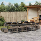 17-tlg. Garten-Essgruppe mit Kissen Grau Poly Rattan