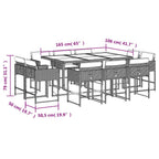 11-tlg. Garten-Essgruppe mit Kissen Beigemischung Poly Rattan