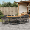 13-tlg. Garten-Essgruppe mit Kissen Grau Poly Rattan