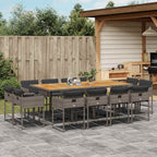 13-tlg. Garten-Essgruppe mit Kissen Grau Poly Rattan