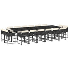 17-tlg. Garten-Essgruppe mit Kissen Schwarz Poly Rattan