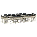 17-tlg. Garten-Essgruppe mit Kissen Hellgrau Poly Rattan