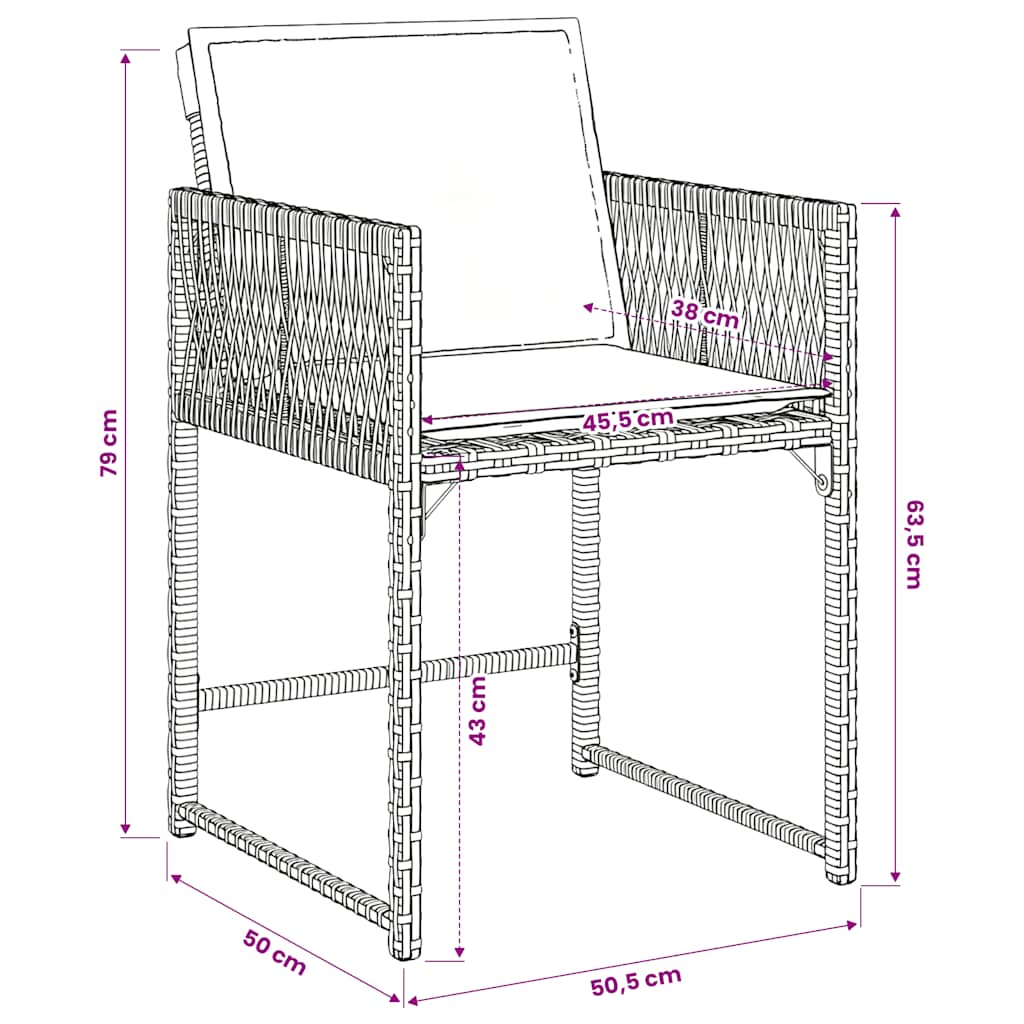 5-tlg. Garten-Essgruppe mit Kissen Schwarz Poly Rattan