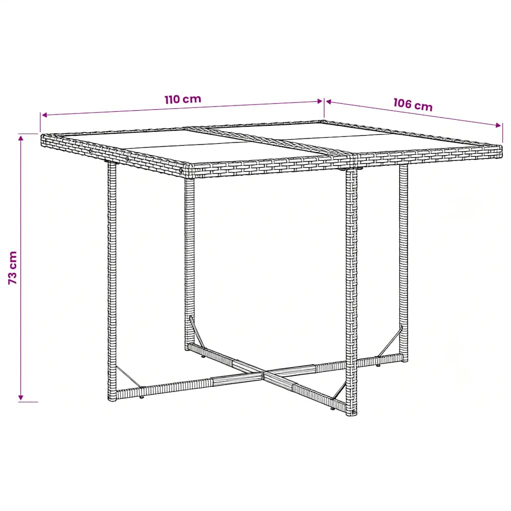 5-tlg. Garten-Essgruppe mit Kissen Grau Poly Rattan