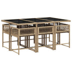 7-tlg. Garten-Essgruppe mit Kissen Beige Poly Rattan