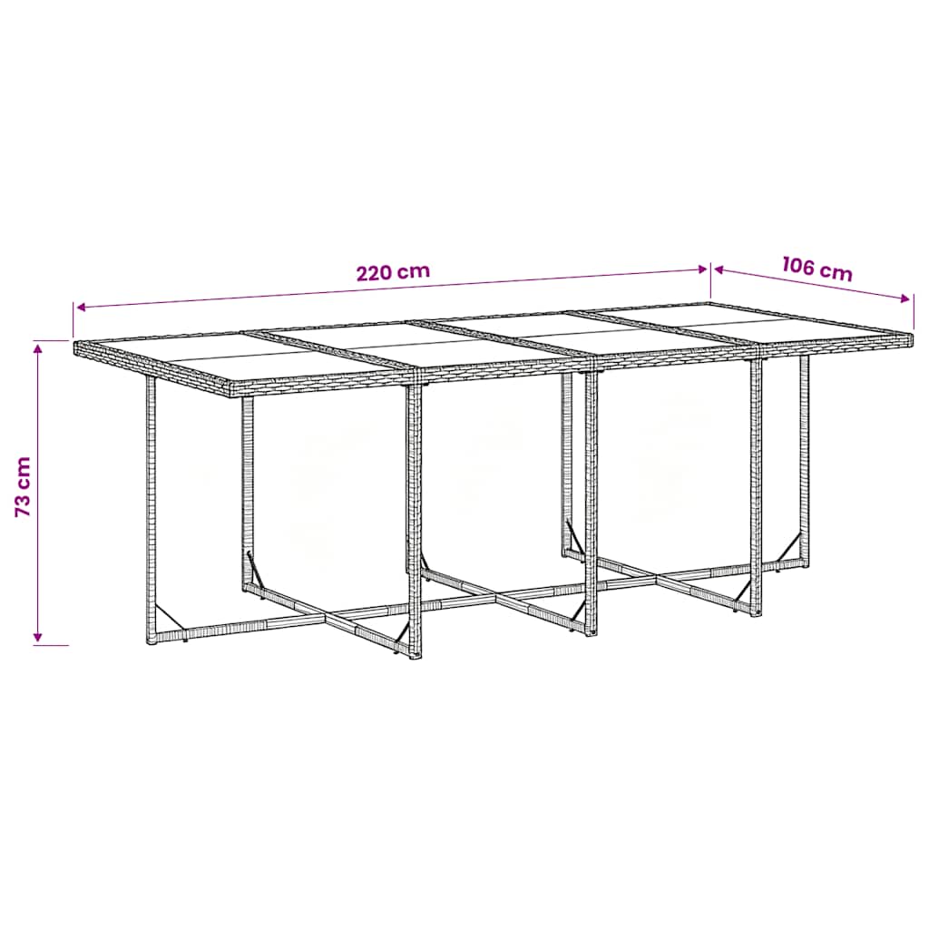 9-tlg. Garten-Essgruppe mit Kissen Schwarz Poly Rattan