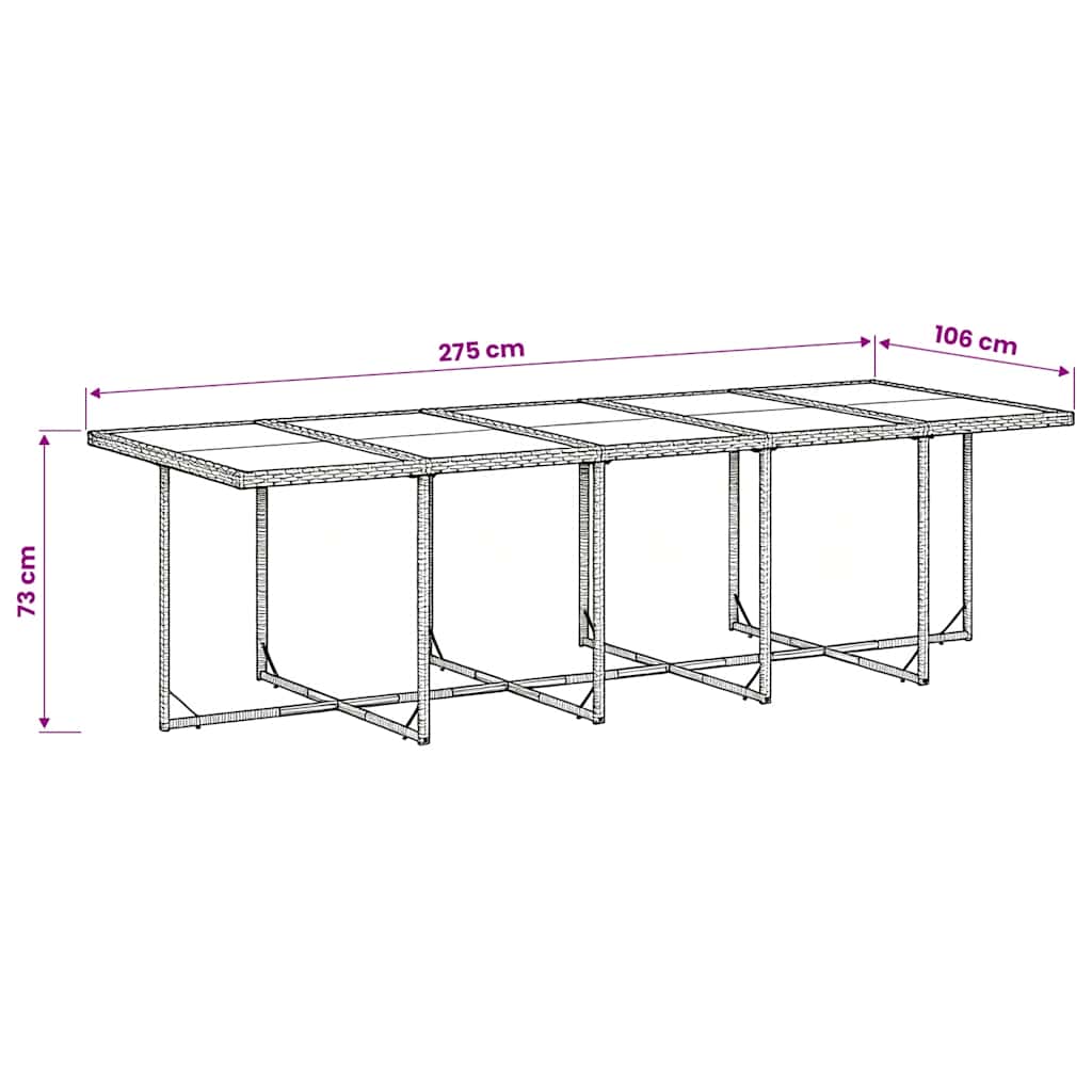 11-tlg. Garten-Essgruppe mit Kissen Schwarz Poly Rattan
