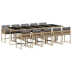 11-tlg. Garten-Essgruppe mit Kissen Beigemischung Poly Rattan