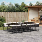 13-tlg. Garten-Essgruppe mit Kissen Schwarz Poly Rattan