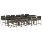 13-tlg. Garten-Essgruppe mit Kissen Grau Poly Rattan