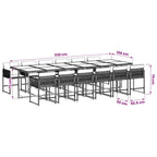 13-tlg. Garten-Essgruppe mit Kissen Grau Poly Rattan