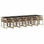 13-tlg. Garten-Essgruppe mit Kissen Beigemischung Poly Rattan