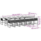13-tlg. Garten-Essgruppe mit Kissen Beigemischung Poly Rattan