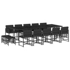 15-tlg. Garten-Essgruppe mit Kissen Schwarz Poly Rattan