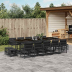 15-tlg. Garten-Essgruppe mit Kissen Schwarz Poly Rattan