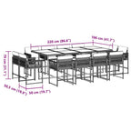 13-tlg. Garten-Essgruppe mit Kissen Schwarz Poly Rattan
